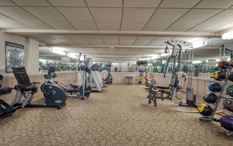 a gym with exercise equipment